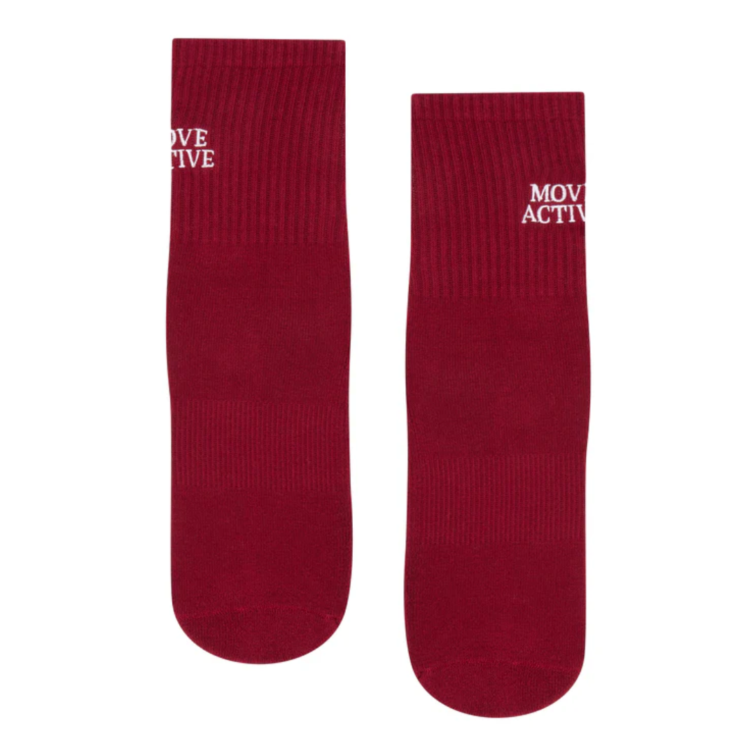 MoveActive Crew Non Slip Grip Socks – Signature Crimson
