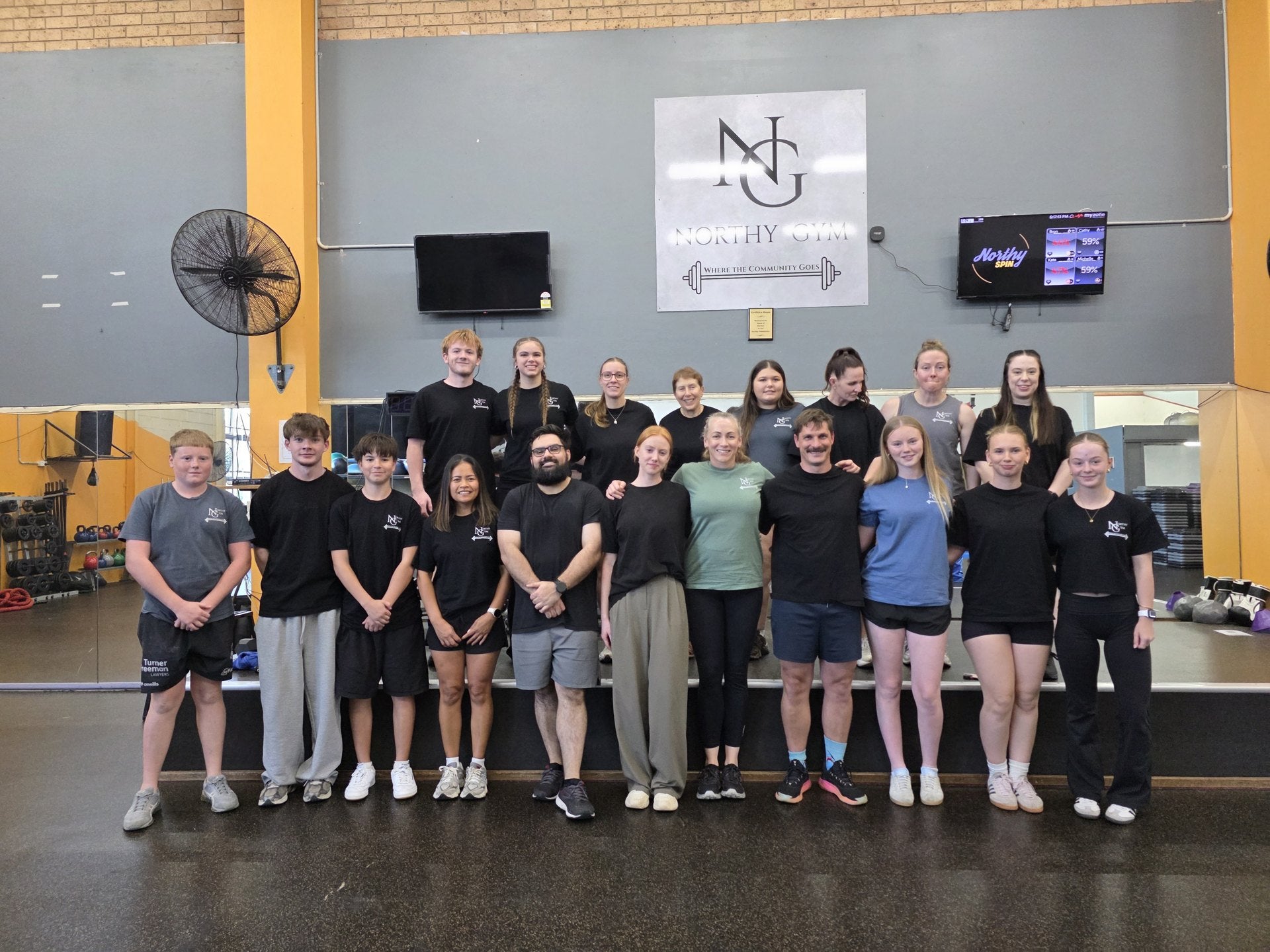 A group of young people and adults together at Northy Gym